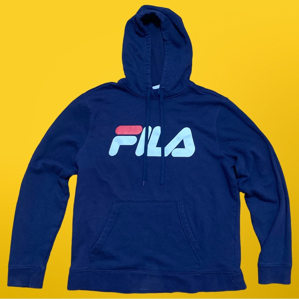 Classic Fila Pullover Hoodie in Navy